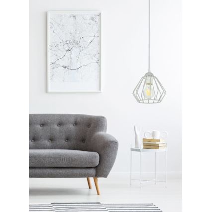 Ljuskrona med textilsladd CEED 1xE27/60W/230V grå