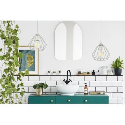 Ljuskrona med textilsladd CEED 1xE27/60W/230V grå