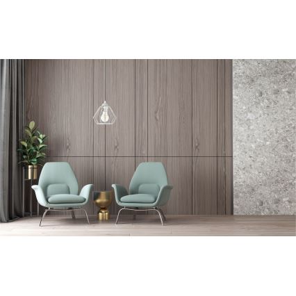 Ljuskrona med textilsladd CEED 1xE27/60W/230V grå