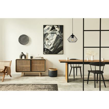Ljuskrona med textilsladd CEED 1xE27/60W/230V svart