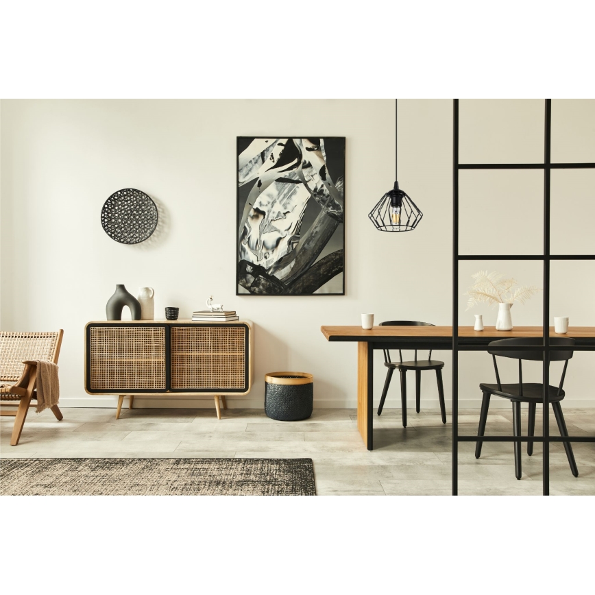 Ljuskrona med textilsladd CEED 1xE27/60W/230V svart
