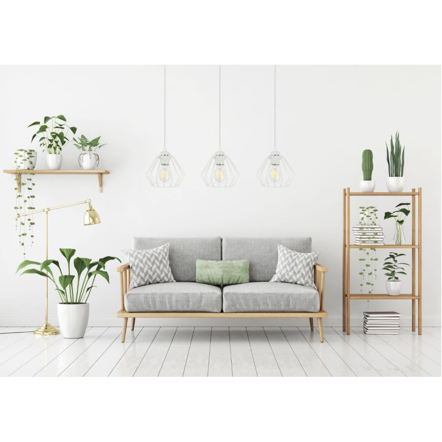 Ljuskrona med textilsladd CEED 3xE27/60W/230V vit