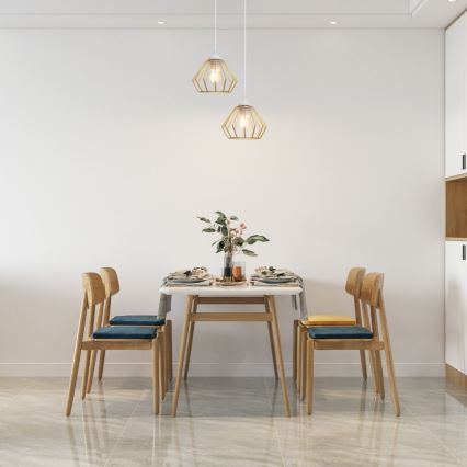 Ljuskrona med textilsladd CEED GOLD 2xE27/60W/230V diameter 28 cm vit/guld