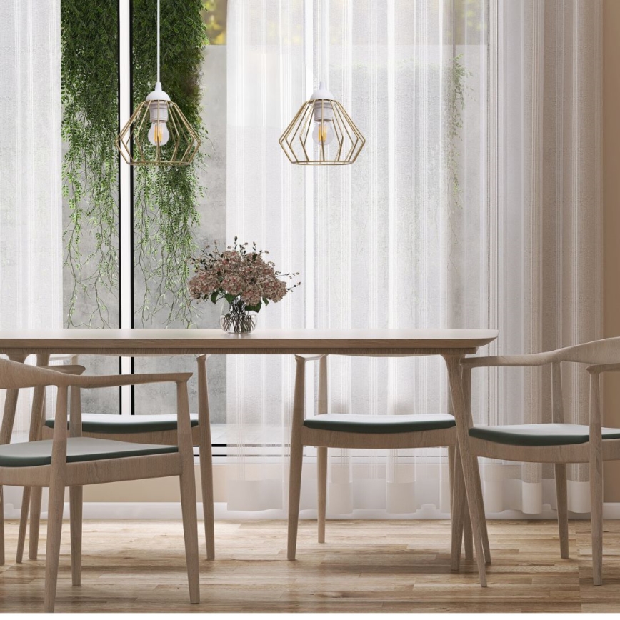 Ljuskrona med textilsladd CEED GOLD 2xE27/60W/230V vit/guld