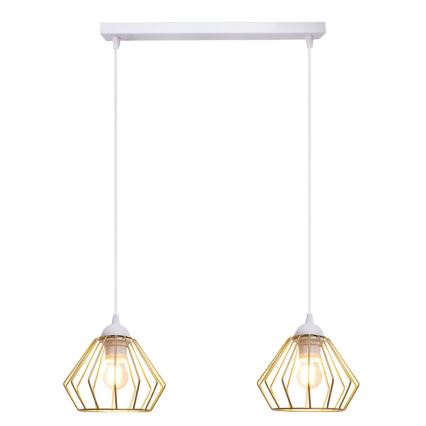 Ljuskrona med textilsladd CEED GOLD 2xE27/60W/230V vit/guld