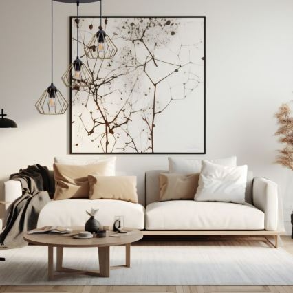 Ljuskrona med textilsladd CEED GOLD 3xE27/60W/230V diameter 45 cm svart/guld