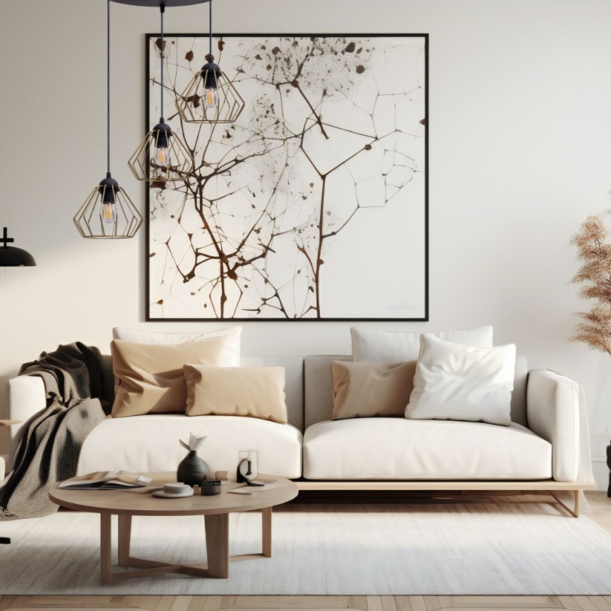 Ljuskrona med textilsladd CEED GOLD 3xE27/60W/230V diameter 45 cm svart/guld