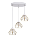 Ljuskrona med textilsladd CEED GOLD 3xE27/60W/230V diameter 45 cm vit/guld