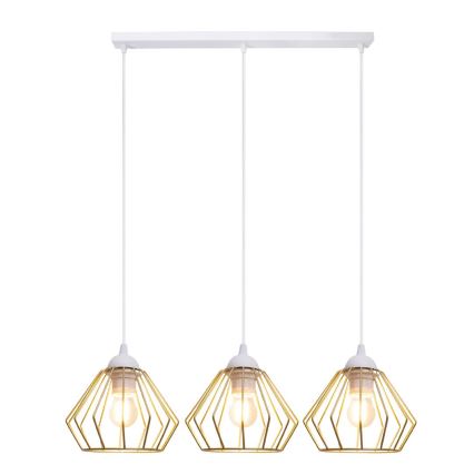 Ljuskrona med textilsladd CEED GOLD 3xE27/60W/230V vit/guld