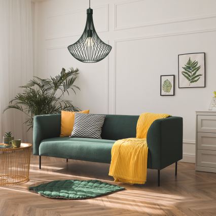 Ljuskrona med textilsladd CESTA 1xE27/60W/230V grön