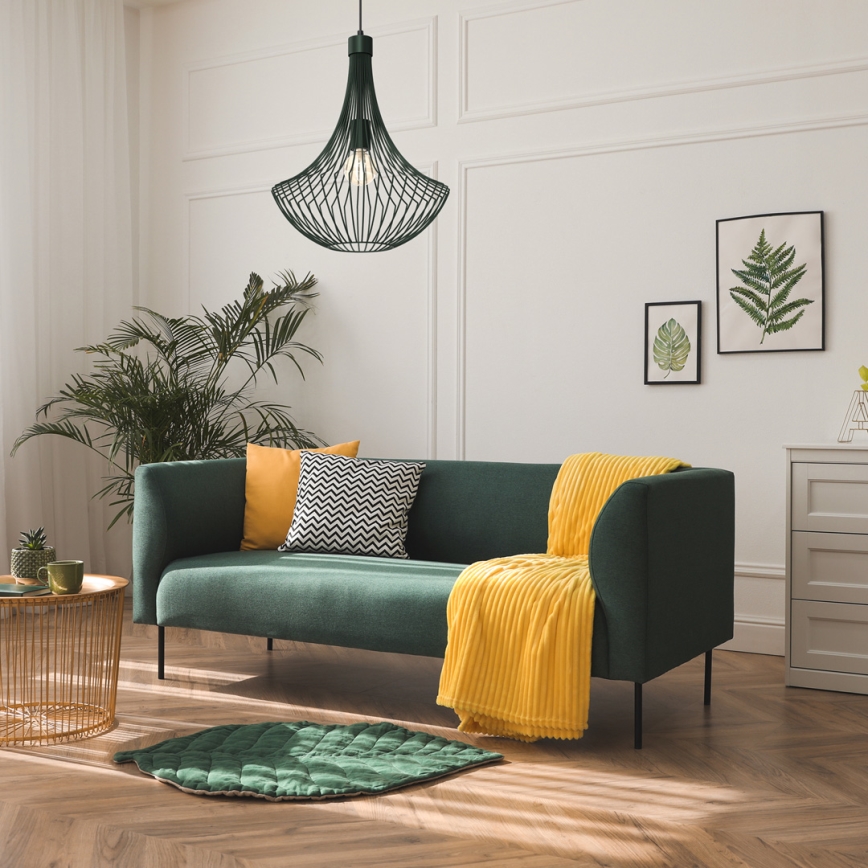 Ljuskrona med textilsladd CESTA 1xE27/60W/230V grön