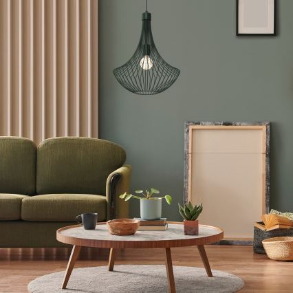 Ljuskrona med textilsladd CESTA 1xE27/60W/230V grön
