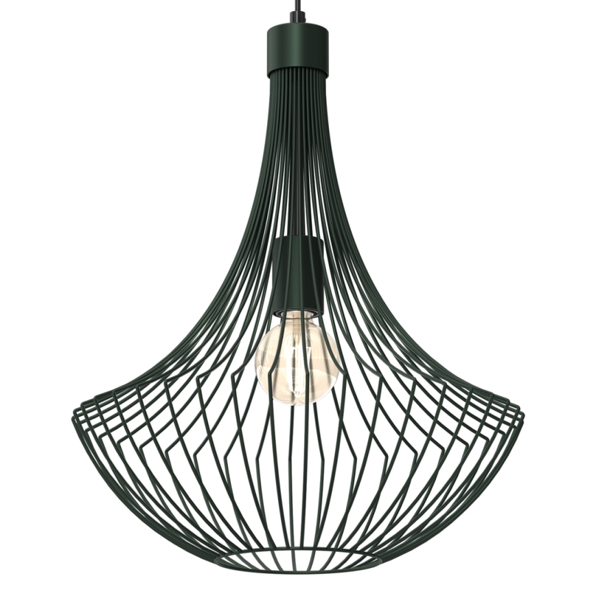 Ljuskrona med textilsladd CESTA 1xE27/60W/230V grön