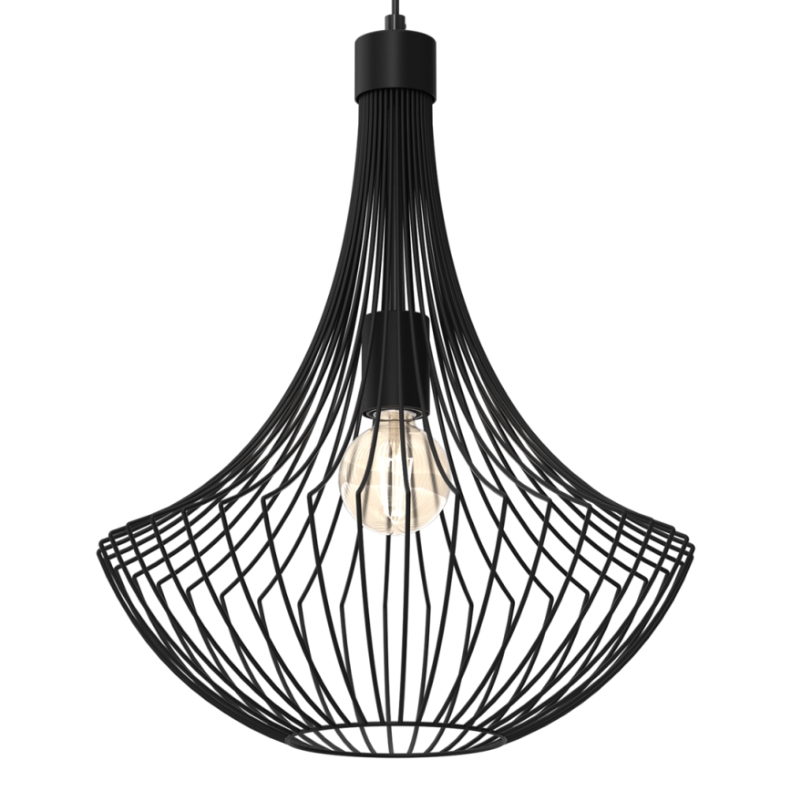 Ljuskrona med textilsladd CESTA 1xE27/60W/230V svart