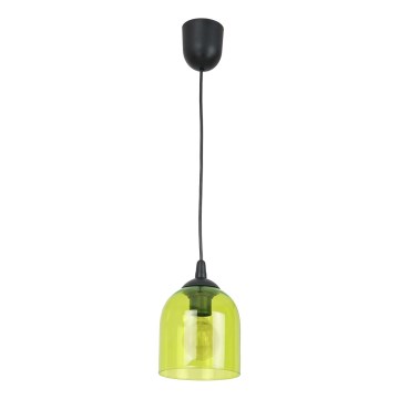 Ljuskrona med textilsladd CHRIS 1xE27/60W/230V diameter 11 cm grön