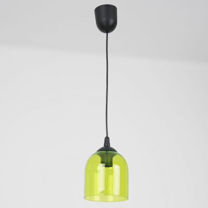 Ljuskrona med textilsladd CHRIS 1xE27/60W/230V diameter 11 cm grön