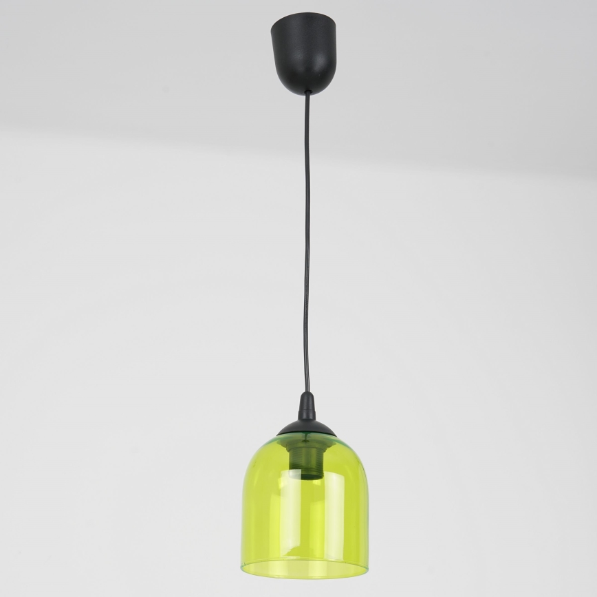 Ljuskrona med textilsladd CHRIS 1xE27/60W/230V diameter 11 cm grön