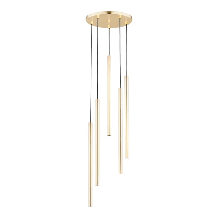 Ljuskrona med textilsladd COLLET 5xG9/40W/230V diameter 30 cm guld