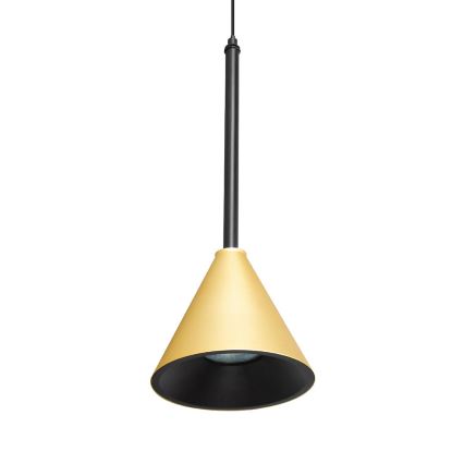 Ljuskrona med textilsladd CONE 1xGU10/10W/230V guld/svart