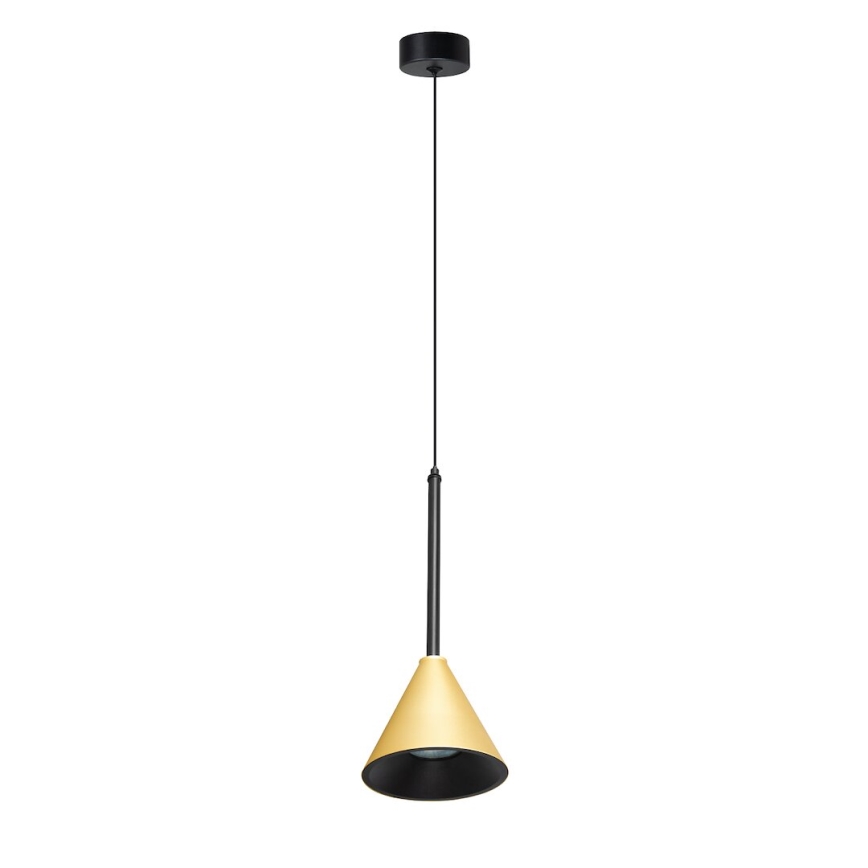 Ljuskrona med textilsladd CONE 1xGU10/10W/230V guld/svart