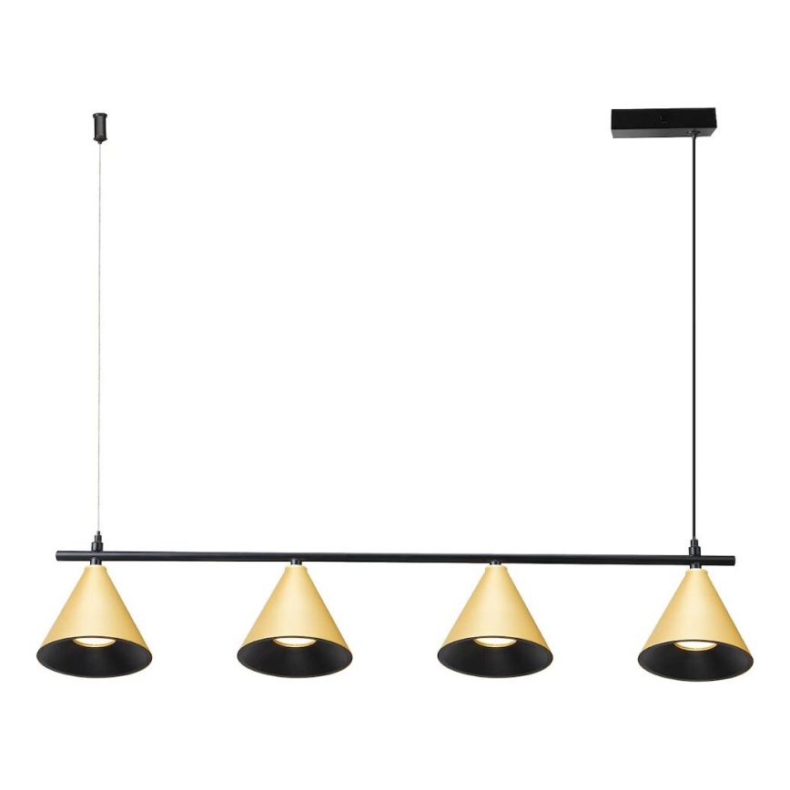 Ljuskrona med textilsladd CONE 4xGU10/10W/230V guld/svart