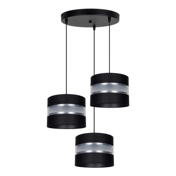 Ljuskrona med textilsladd CORAL 3xE27/60W/230V svart/matt krom diameter 45 cm