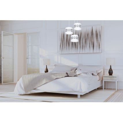 Ljuskrona med textilsladd CORAL 3xE27/60W/230V vit/matt krom diameter 45 cm