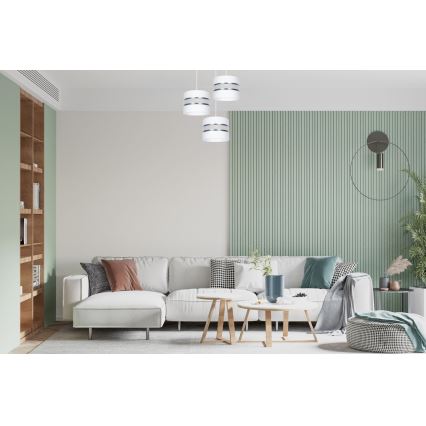Ljuskrona med textilsladd CORAL 3xE27/60W/230V vit/matt krom diameter 45 cm