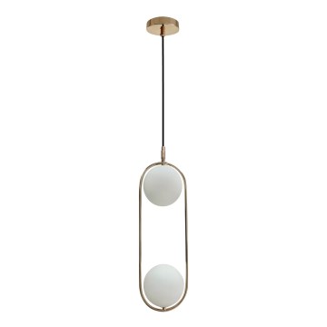 Ljuskrona med textilsladd CORDEL 2xG9/28W/230V guld