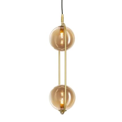 Ljuskrona med textilsladd CORDEL 2xG9/28W/230V mässing/rökig beige