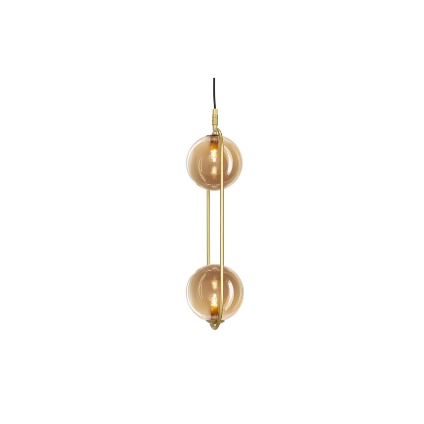 Ljuskrona med textilsladd CORDEL 2xG9/28W/230V mässing/rökig beige