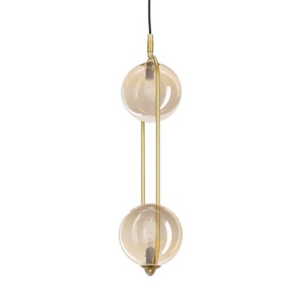 Ljuskrona med textilsladd CORDEL 2xG9/28W/230V mässing/rökig beige