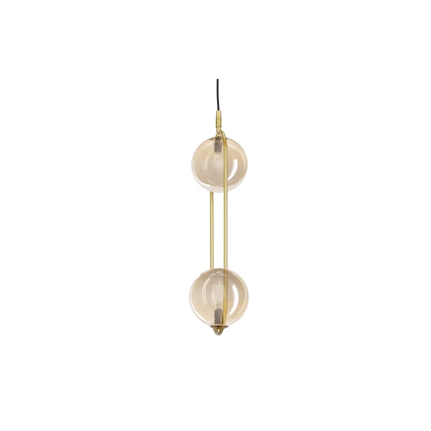 Ljuskrona med textilsladd CORDEL 2xG9/28W/230V mässing/rökig beige