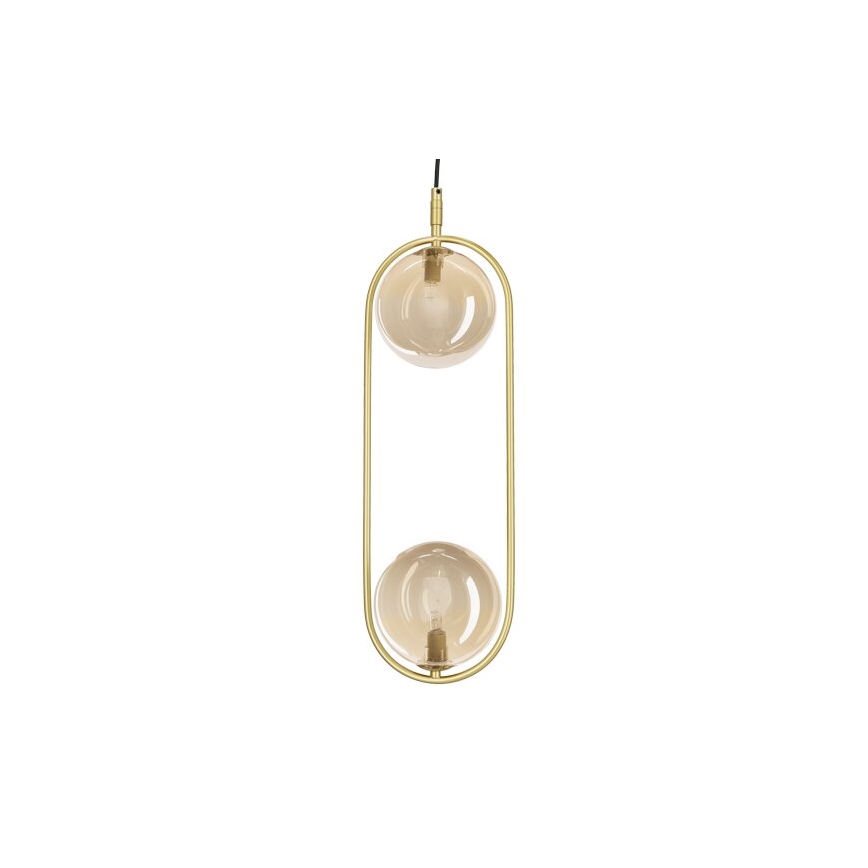 Ljuskrona med textilsladd CORDEL 2xG9/28W/230V mässing/rökig beige