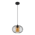 Ljuskrona med textilsladd CORRINI 1xE27/60W/230V diameter 25 cm svart/beige