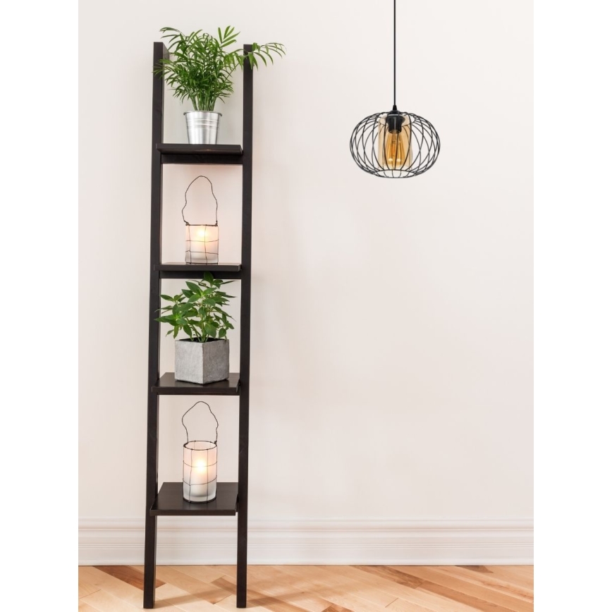 Ljuskrona med textilsladd CORRINI 1xE27/60W/230V diameter 25 cm svart/beige