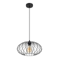 Ljuskrona med textilsladd CORRINI 1xE27/60W/230V diameter 34 cm svart/genomskinlig
