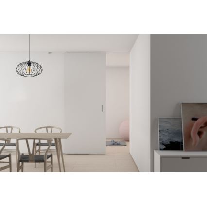Ljuskrona med textilsladd CORRINI 1xE27/60W/230V diameter 34 cm svart/genomskinlig