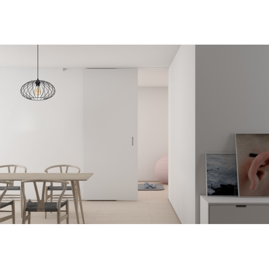 Ljuskrona med textilsladd CORRINI 1xE27/60W/230V diameter 34 cm svart/genomskinlig