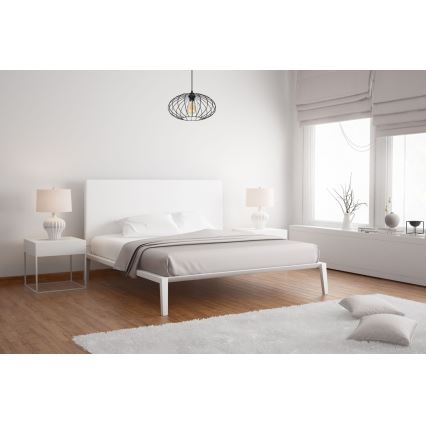Ljuskrona med textilsladd CORRINI 1xE27/60W/230V diameter 34 cm svart/genomskinlig