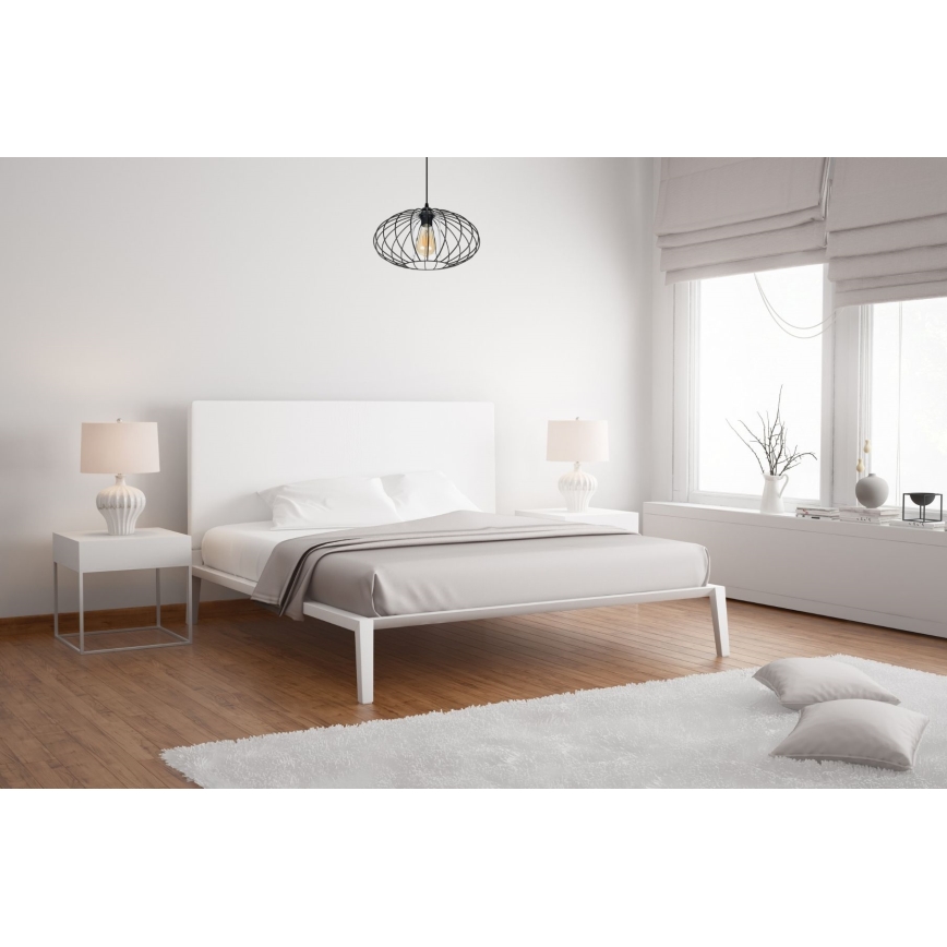 Ljuskrona med textilsladd CORRINI 1xE27/60W/230V diameter 34 cm svart/genomskinlig