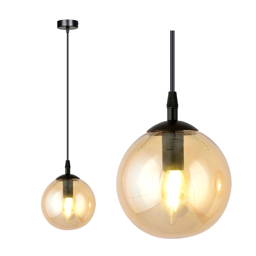 Ljuskrona med textilsladd COSMO 1xE14/10W/230V diameter 14 cm svart/beige