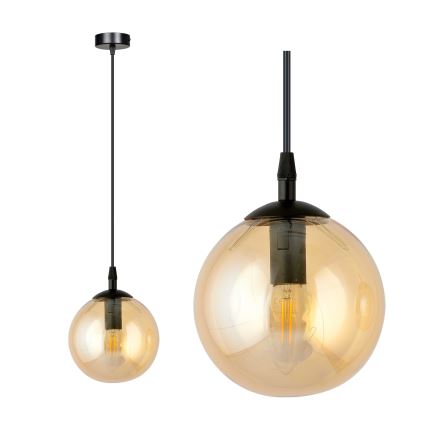 Ljuskrona med textilsladd COSMO 1xE14/10W/230V diameter 14 cm svart/beige