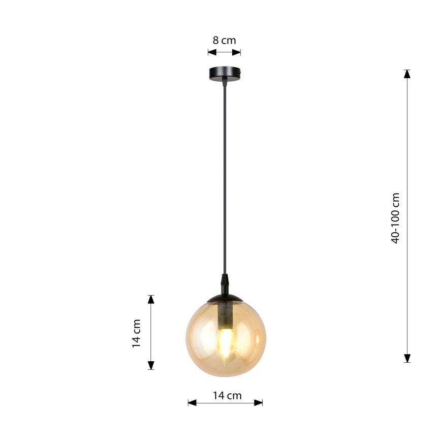 Ljuskrona med textilsladd COSMO 1xE14/10W/230V diameter 14 cm svart/beige