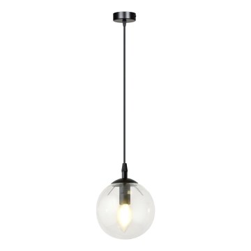 Ljuskrona med textilsladd COSMO 1xE14/10W/230V diameter 14 cm svart/genomskinlig