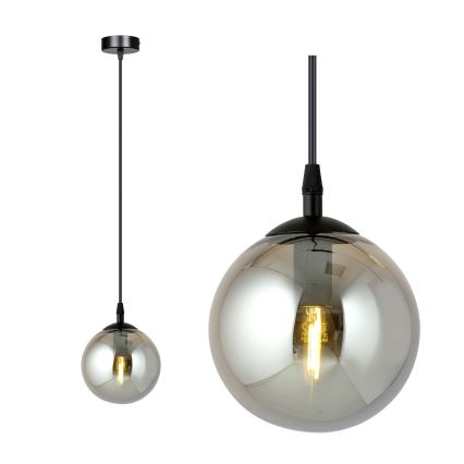 Ljuskrona med textilsladd COSMO 1xE14/10W/230V diameter 14 cm svart/grå
