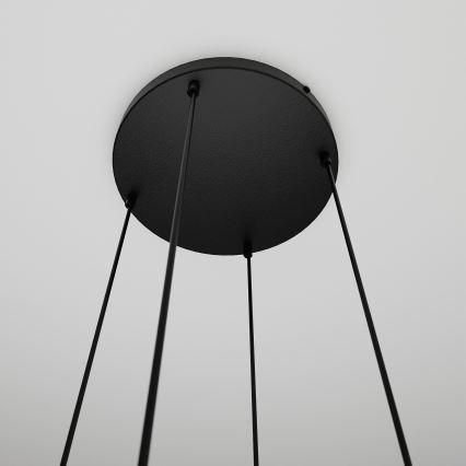 Ljuskrona med textilsladd COSMO 4xE14/10W/230V diameter 40 cm svart/grå