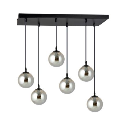 Ljuskrona med textilsladd COSMO 6xE14/10W/230V svart/grå