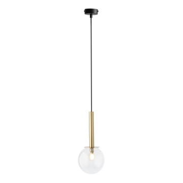 Ljuskrona med textilsladd DAISY 1xG9/12W/230V diameter 14 cm guld/svart/genomskinlig