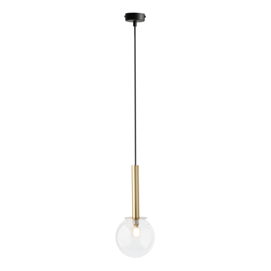 Ljuskrona med textilsladd DAISY 1xG9/12W/230V diameter 14 cm guld/svart/genomskinlig